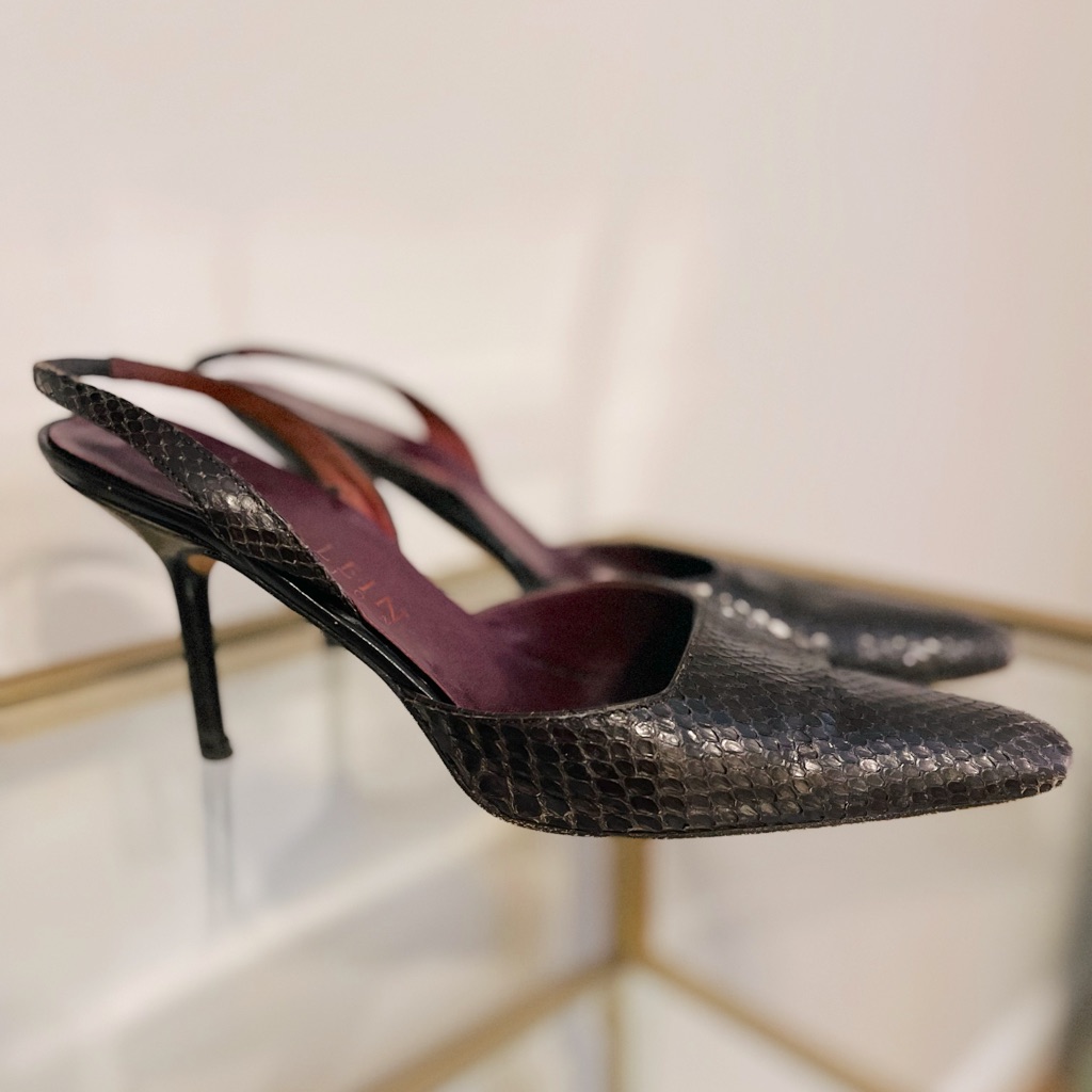 Vintage Anne Klein Strappy Kitten Heels Snakeskin